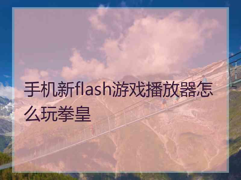 手机新flash游戏播放器怎么玩拳皇