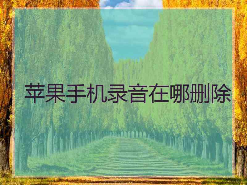 苹果手机录音在哪删除