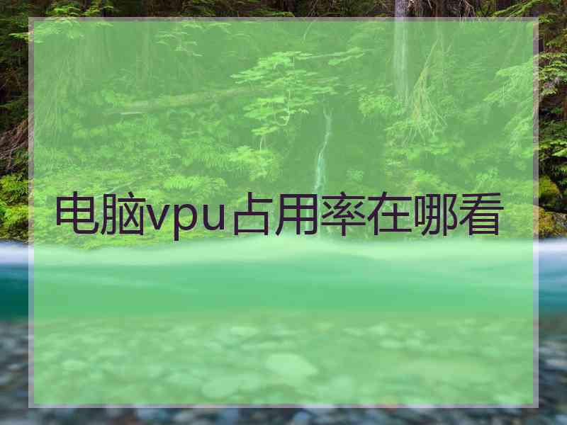 电脑vpu占用率在哪看