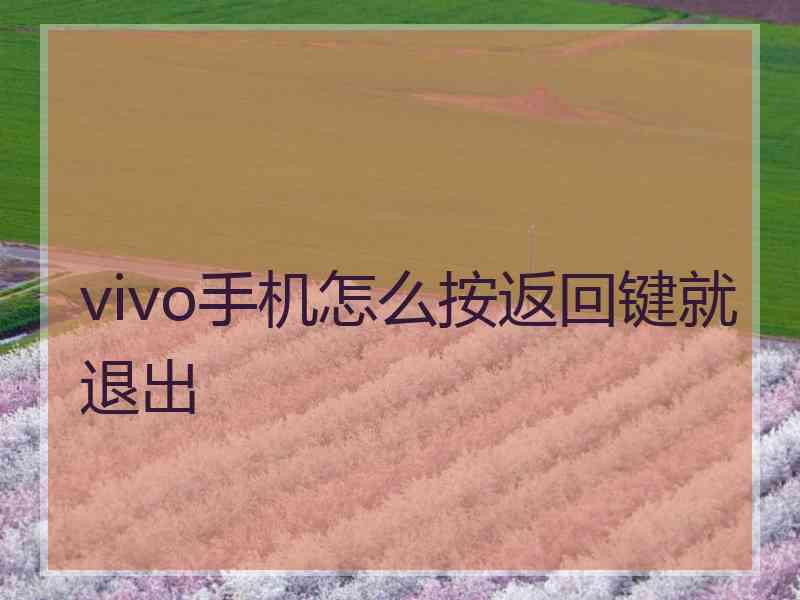 vivo手机怎么按返回键就退出