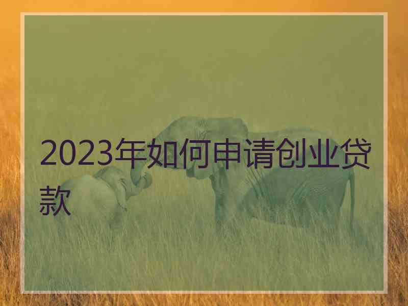 2023年如何申请创业贷款