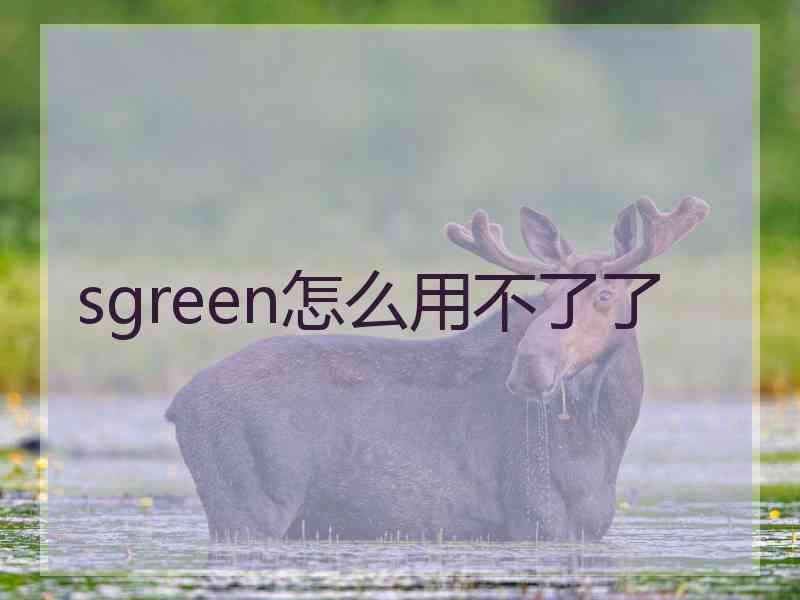 sgreen怎么用不了了