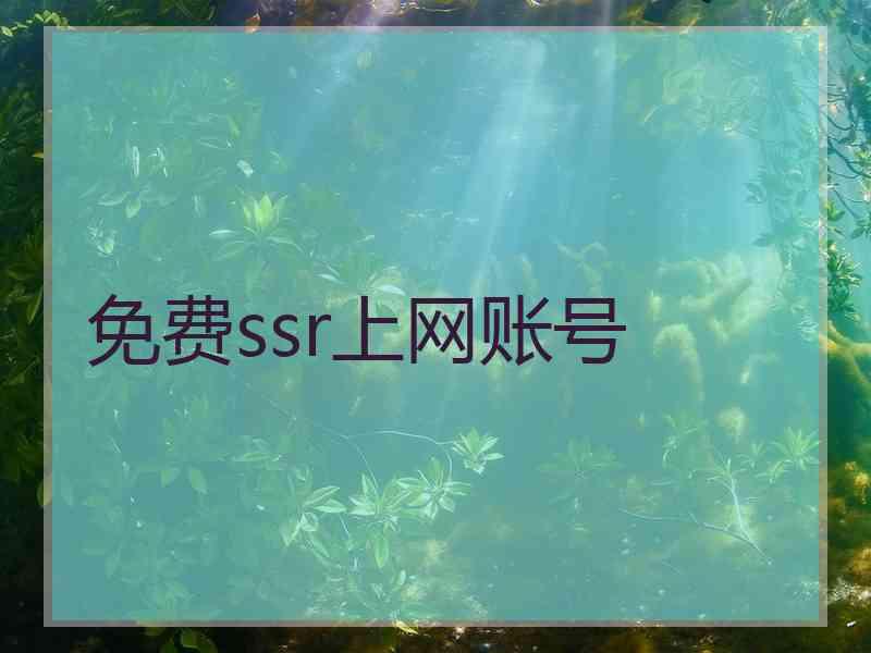 免费ssr上网账号