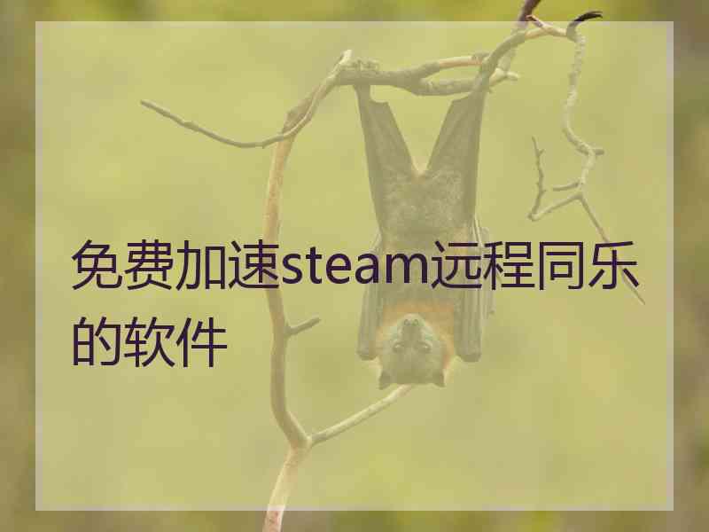 免费加速steam远程同乐的软件