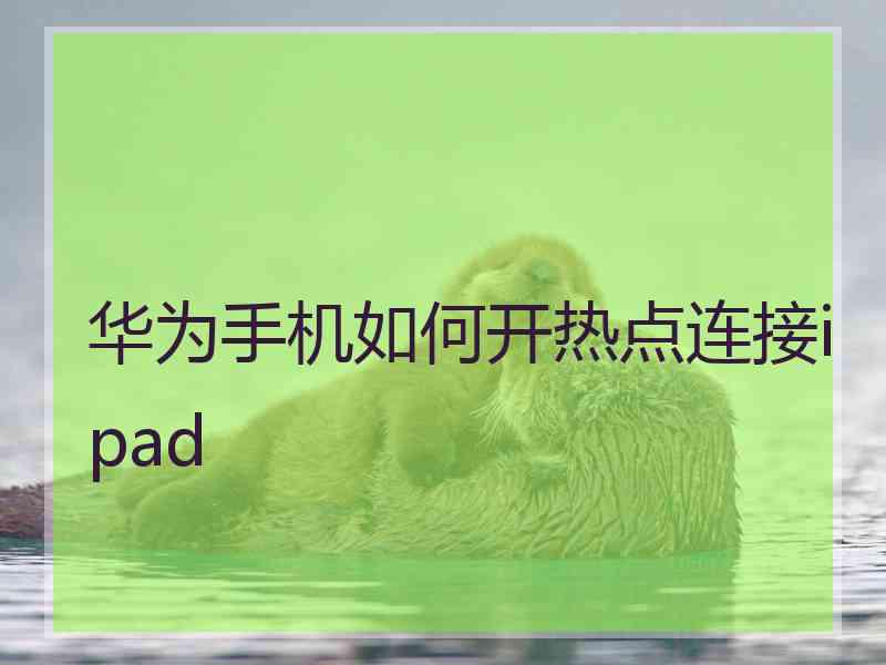 华为手机如何开热点连接ipad