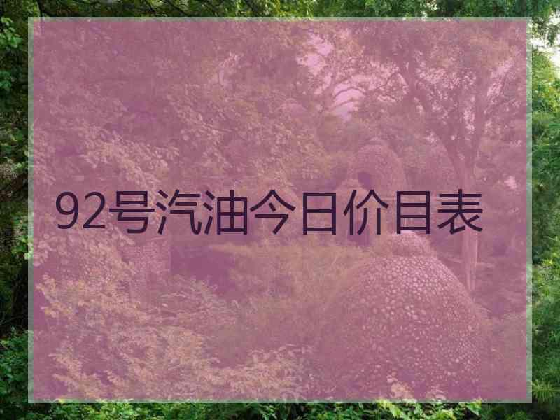 92号汽油今日价目表