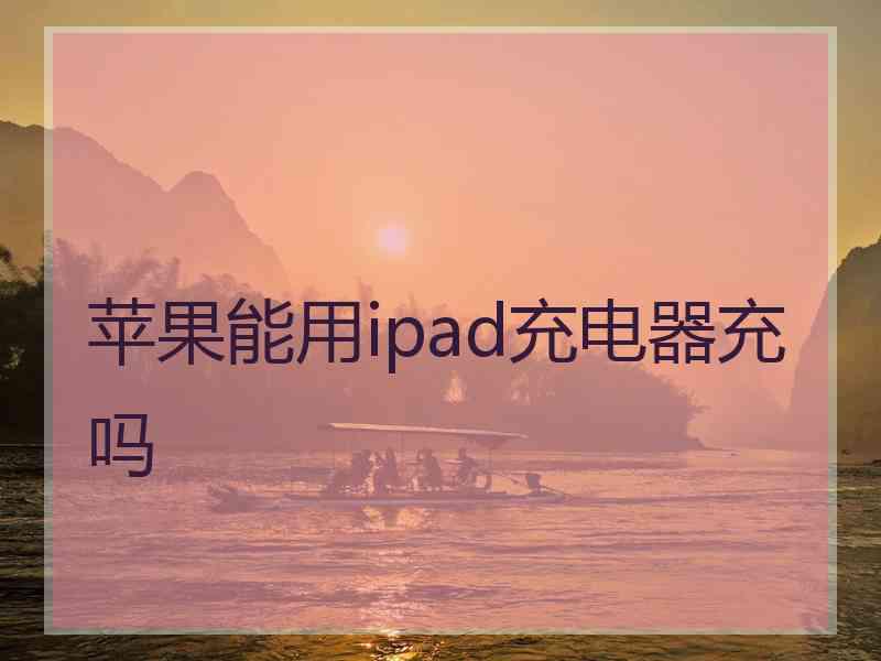 苹果能用ipad充电器充吗