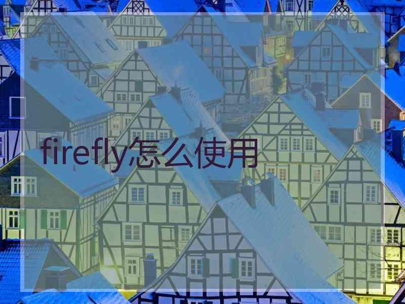 firefly怎么使用