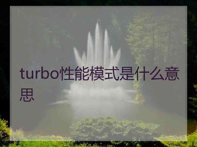 turbo性能模式是什么意思