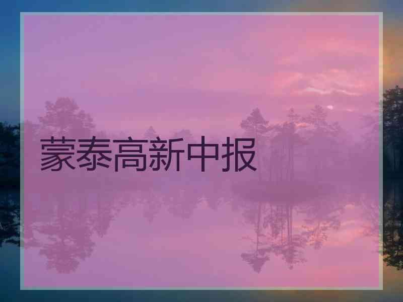 蒙泰高新中报