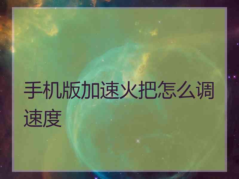 手机版加速火把怎么调速度